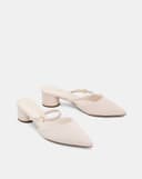 Giày Cao Gót Sục Gót Trụ Thấp Phối Quai Ngang