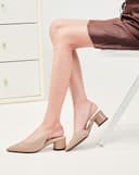 Giày Cao Gót Mules Phối Khóa Ngọc Trai