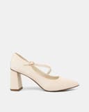 Giày Cao Gót Pump Gót Trụ Quai Mary Jane Xéo