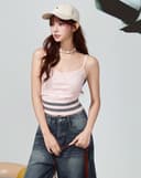 Áo dệt kim 2 dây phối line màu