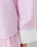 Áo sơ mi sọc phối patch thêu chữ 