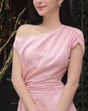 Đầm lệch vai rút eo