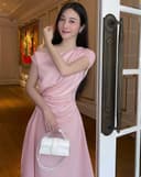 Đầm lệch vai rút eo