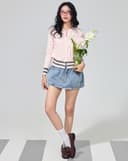 Áo cardigan dệt kim phối line màu