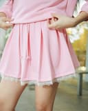 Chân váy nỉ xếp ly phối ren