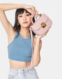 Túi Xách Nhỏ Top Handle Phối Khóa Trang Trí