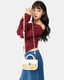 Túi Xách Nhỏ Top Handle Phối Hoa 3D