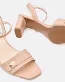 Giày Sandal Gót Trụ Quai Ngang Phối Khóa