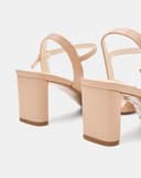 Giày Sandal Gót Trụ Quai Ngang Phối Khóa