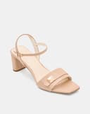 Giày Sandal Gót Trụ Quai Ngang Phối Khóa