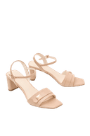 Giày Sandal Gót Trụ Quai Ngang Phối Khóa