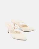 Giày Cao Gót Mules Quai Thắt Bính