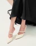 Giày Cao Gót Mules Quai Thắt Bính