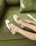 Giày Búp Bê Cao Gót Phối Khoá Trang Trí