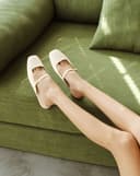 Giày Búp Bê Cao Gót Phối Khoá Trang Trí