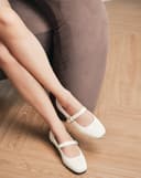 Giày Búp Bê Phối Chất Liệu Vân