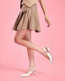 Giày Cao Gót Slingback Phối Khóa Trang Trí
