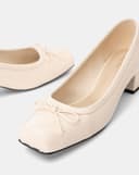 Giày Cao Gót Mũi Vuông Phối Nơ