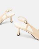 Giày Cao Gót Slingback Phối Liệu Bóng