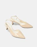 Giày Cao Gót Slingback Phối Liệu Bóng