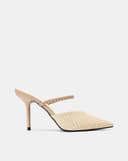 Giày Cao Gót Mules Quai Thắt Bính