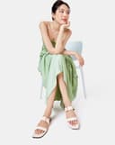 Giày Sandal Bệt Quai Ngang Phối Khóa Trang Trí