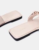 Giày Sandal Bệt Quai Ngang Phối Khóa Trang Trí