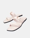 Giày Sandal Bệt Quai Ngang Phối Khóa Trang Trí