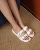 Giày Sandal Quai Ngang Phối Khóa Trang Trí