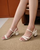 Giày Sandal Hai Quai Gót Phối Kim Loại