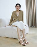 Giày Sandal Gót Trụ Quai Ngang Basic