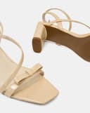 Giày Sandal Gót Vuông Quai Mảnh Phối Nơ Quai Cổ Chân