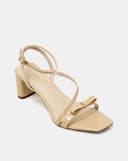 Giày Sandal Gót Vuông Quai Mảnh Phối Nơ Quai Cổ Chân