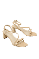 Giày Sandal Gót Vuông Quai Mảnh Phối Nơ Quai Cổ Chân
