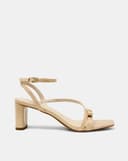 Giày Sandal Gót Vuông Quai Mảnh Phối Nơ Quai Cổ Chân