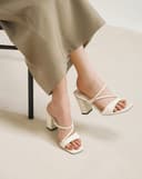 Giày Sandal Gót Vuông Phối Quai Kiểu