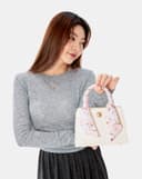 Túi Xách Nhỏ Tay Cầm Phối Khăn Lụa Cherry Blossom
