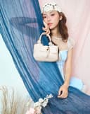 Túi Xách Nhỏ Vải Dệt Phối Charm