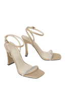 Giày Sandal Gót Thanh Phối Dây Kim Tuyến