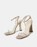 Giày Sandal Gót Thanh Phối Dây Kim Tuyến