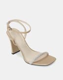 Giày Sandal Gót Thanh Phối Dây Kim Tuyến