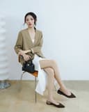 Giày Búp Bê Slingback Phối Dây Xích