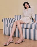 Giày Sandal Gót Thấp Quai Chéo