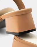 Giày Cao Gót Mules Phối Quai Thun Bện