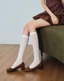 Giày Cao Gót Mũi Vuông Phối Nơ