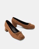 Giày Cao Gót Mũi Vuông Phối Nơ