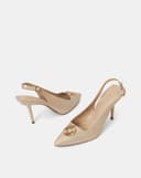 Giày Cao Gót Slingback Phối Khoá Trang Trí