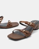 Giày Sandal Hai Quai Ngang Đính Buckle