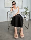 Giày Sandal Xuồng Quai Bản Lớn Phối Quai Cổ Chân