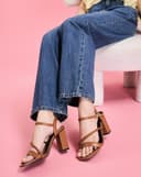 Giày Sandal Gót Cao Phối Quai Xoắn